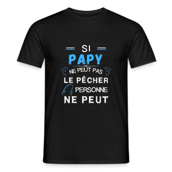 papy pêcheur canne à pêche - T-shirt homme - noir - Devant - AI Model Male 178 light (178cm)