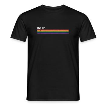 Regenbogen Streifen Pride Overlay - Männer T-Shirt - Schwarz - Vorne - AI Model Male 178 light (178cm)