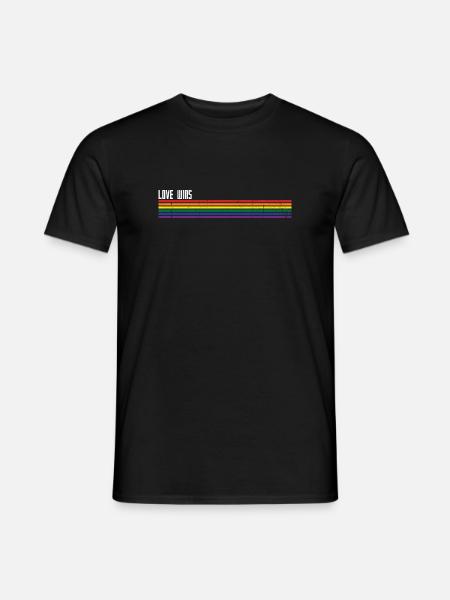 Rainbow Stripes Pride Overlay - Men's T-Shirt - black