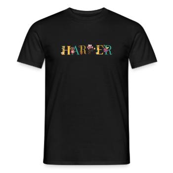 HARPER Name Art With Flowers Embroidered - Men's T-Shirt - black - Front - AI Model Male 178 light (178cm)