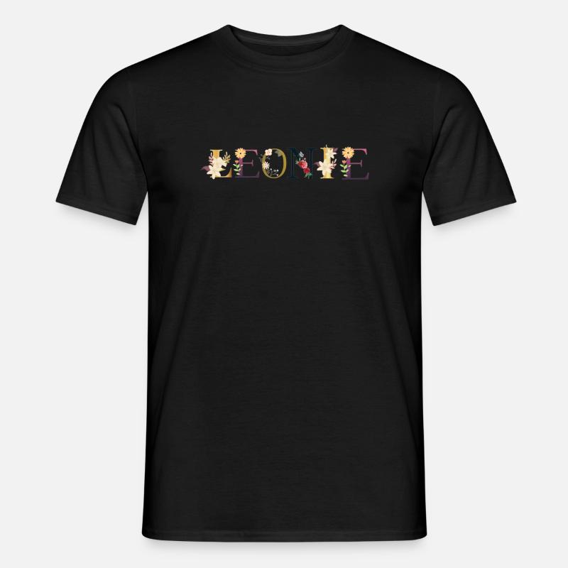 LEONIE Name mit Blumen geschmückt - Männer T-Shirt - Schwarz