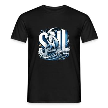 Segler gehen segeln zum Segeltörn mit Segelboot - Männer T-Shirt - Schwarz - Vorne - AI Model Male 178 light (178cm)