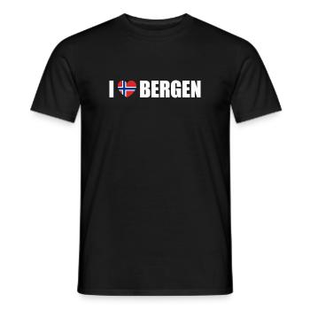 J’adore Bergen, Norvège - T-shirt homme - noir - Devant - AI Model Male 178 light (178cm)