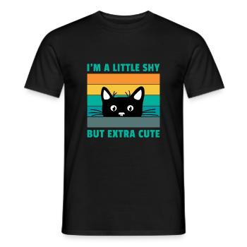 I'm A Little Shy But Extra Cute Retro Cat Lover Ca - Männer T-Shirt - Schwarz - Vorne - AI Model Male 178 light (178cm)