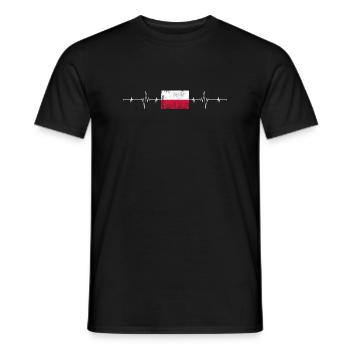 Poland Flag Heartbeat - Men's T-Shirt - black - Front - AI Model Male 178 light (178cm)