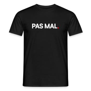 PAS MAL | Expression humour minimaliste - T-shirt homme - noir - Devant - AI Model Male 178 light (178cm)