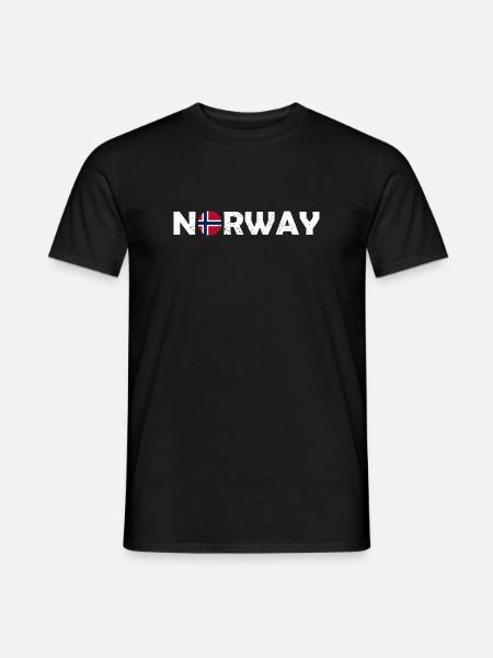 Norway Lettering with Flag - Norge - Norwegen - Männer T-Shirt - Schwarz