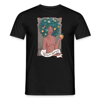 femme noire nue avec esprit vegan afro orange - T-shirt homme - noir - Devant - AI Model Male 178 light (178cm)