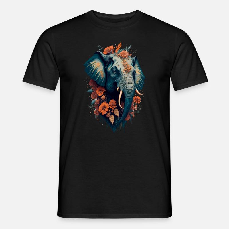 Elefanten-Blume - Männer T-Shirt - Schwarz