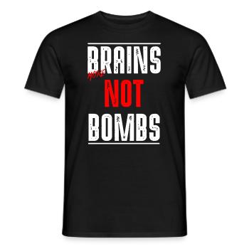 Brains not Bombs - Men's T-Shirt - black - Front - AI Model Male 178 light (178cm)
