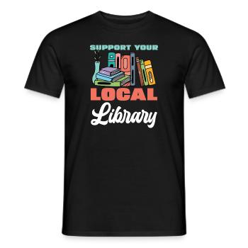 Unterstütze Deine Lokale Bibliothek Bücher Lesen - Männer T-Shirt - Schwarz - Vorne - AI Model Male 178 light (178cm)