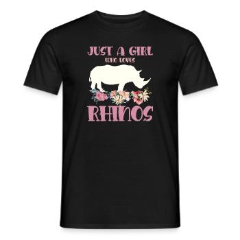 Simply a girl who loves rhinos flowers - Men's T-Shirt - black - Front - AI Model Male 178 light (178cm)