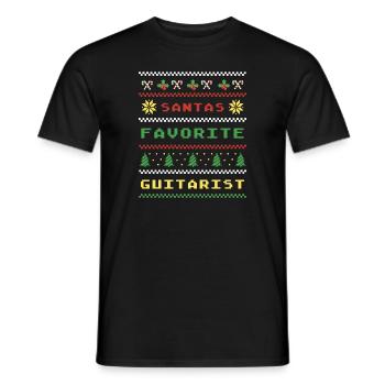 Santa's Favorite Guitarist Christmas Guitar - Men's T-Shirt - black - Front - AI Model Male 178 light (178cm)