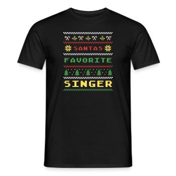 Santas Lieblingssänger Weihnachtsmuster - Männer T-Shirt - Schwarz - Vorne - AI Model Male 178 light (178cm)