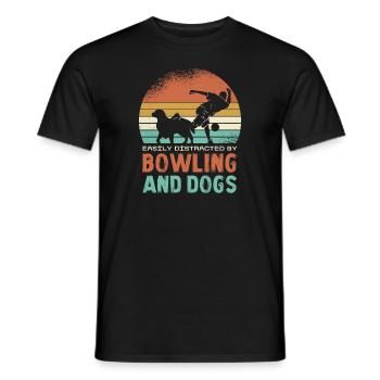 Facilement distrait par le bowling et les chiens - T-shirt homme - noir - Devant - AI Model Male 178 light (178cm)
