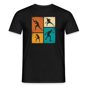 Vintage Tischtennis Silhouetten Im Retro-Stil - Männer T-Shirt - Schwarz - Vorne - AI Model Male 178 light (178cm)