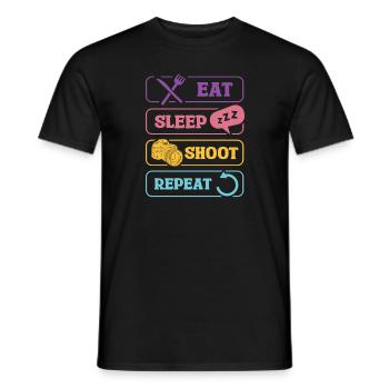 Eat Sleep Shoot Repeat Kamera Motiv - Männer T-Shirt - Schwarz - Vorne - AI Model Male 178 light (178cm)