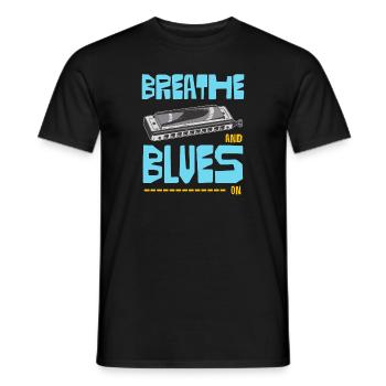 Blues On Mundharmonika - Männer T-Shirt - Schwarz - Vorne - AI Model Male 178 light (178cm)