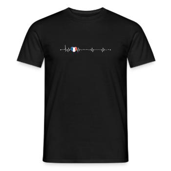Heartbeat Frankreich Flagge - Männer T-Shirt - Schwarz - Vorne - AI Model Male 178 light (178cm)