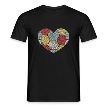 Handball Herz Valentinstag Fingerabdruck Retro - Männer T-Shirt - Schwarz - Vorne - AI Model Male 178 light (178cm)