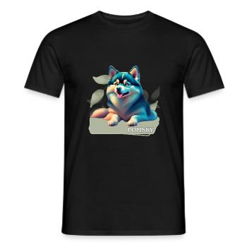 Pomsky Motif - Men's T-Shirt - black - Front - AI Model Male 178 light (178cm)