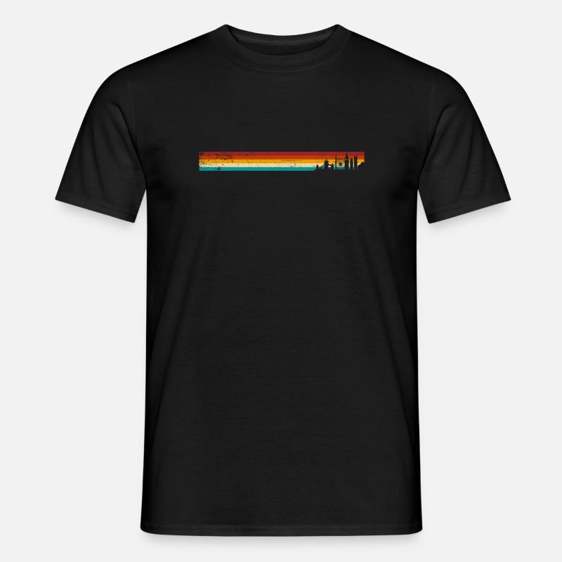 Sunset Stripes Skyline - Männer T-Shirt - Schwarz