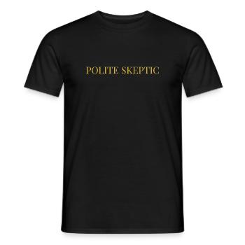 Polite Skeptic | Elegant Intellectual Sarcasm Typo - Men's T-Shirt - black - Front - AI Model Male 178 light (178cm)