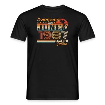 June 1987 Retro Vintage June 1987 birthday - Men's T-Shirt - black - Front - AI Model Male 178 light (178cm)