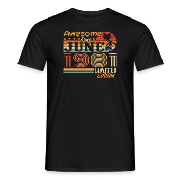 June 1981 Retro Vintage June 1981 birthday - Men's T-Shirt - black - Front - AI Model Male 178 light (178cm)