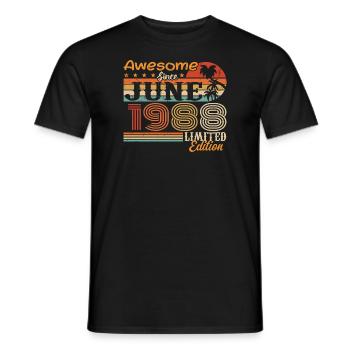 June 1988 Retro Vintage June 1988 birthday - Men's T-Shirt - black - Front - AI Model Male 178 light (178cm)