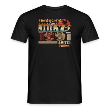 Juli 1991 Juli Geburtstagsgeschenk Juli 1991 - Männer T-Shirt - Schwarz - Vorne - AI Model Male 178 light (178cm)