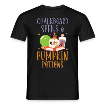 Chalkboard Magic & Pumpkin Potions Halloween - Men's T-Shirt - black - Front - AI Model Male 178 light (178cm)