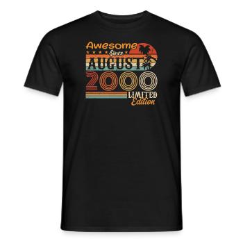 2000 August Geschenkidee August 2000 - Männer T-Shirt - Schwarz - Vorne - AI Model Male 178 light (178cm)