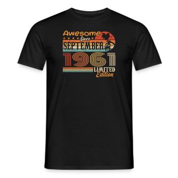 September 1961 - Birthday 1961 September - Men's T-Shirt - black - Front - AI Model Male 178 light (178cm)