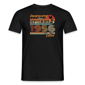 September 1956 - Birthday 1956 September - Men's T-Shirt - black - Front - AI Model Male 178 light (178cm)