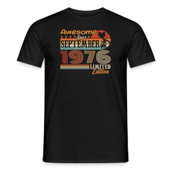 September 1976 - Birthday 1976 September - Men's T-Shirt - black - Front - AI Model Male 178 light (178cm)