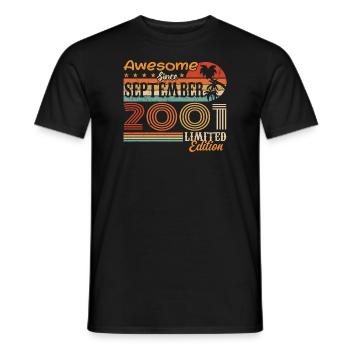 Septembre 2001 - Anniversaire 2001 Septembre - T-shirt homme - noir - Devant - AI Model Male 178 light (178cm)