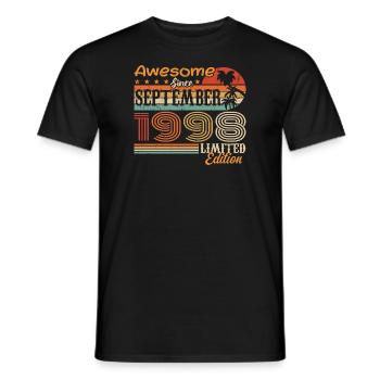 Septembre 1998 - Anniversaire 1998 Septembre - T-shirt homme - noir - Devant - AI Model Male 178 light (178cm)