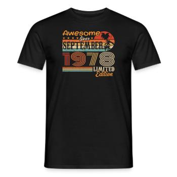 September 1978 - Geburtstag 1978 September - Männer T-Shirt - Schwarz - Vorne - AI Model Male 178 light (178cm)