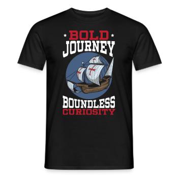 Bold voyages Boundless curiosity Columbus Day - Men's T-Shirt - black - Front - AI Model Male 178 light (178cm)