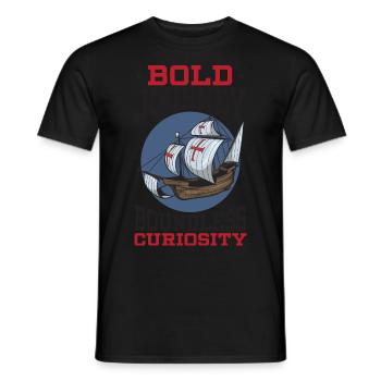 Bold voyages Boundless curiosity Columbus Day - Men's T-Shirt - black - Front - AI Model Male 178 light (178cm)