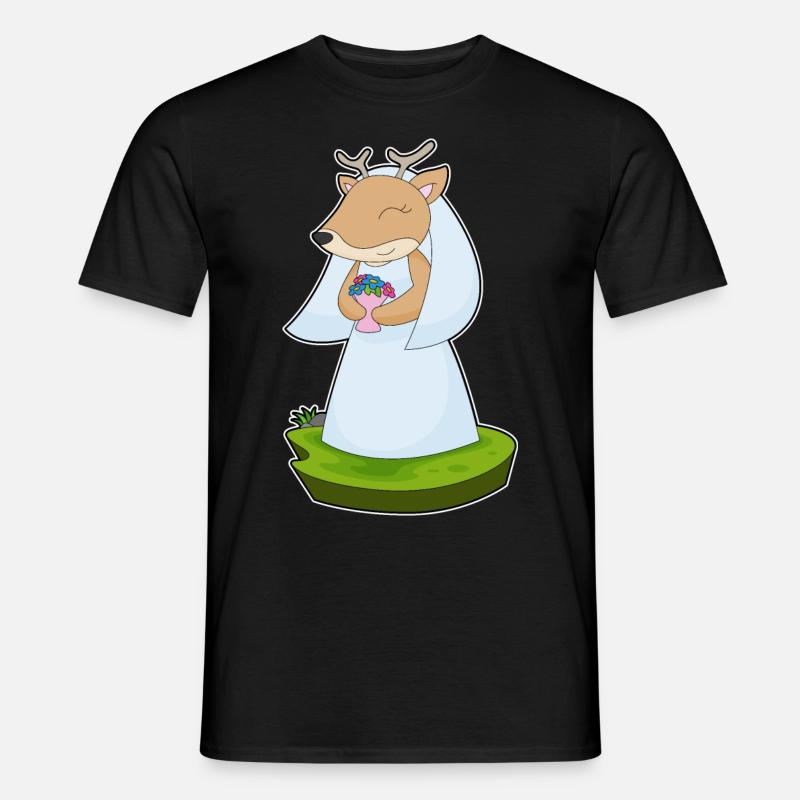 Deer Bride Bouquet Wedding - Men’s T-shirt - black