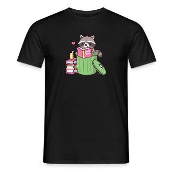 Süßer Waschbär liebt es, trashigen Roman lustig zu lesen - Männer T-Shirt - Schwarz - Vorne - AI Model Male 178 light (178cm)