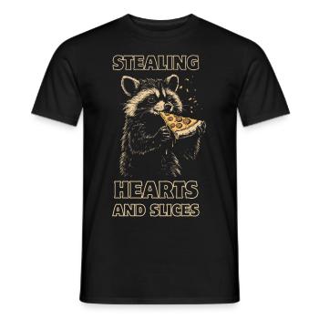 Raton laveur mangeant de la pizza - T-shirt homme - noir - Devant - AI Model Male 178 light (178cm)