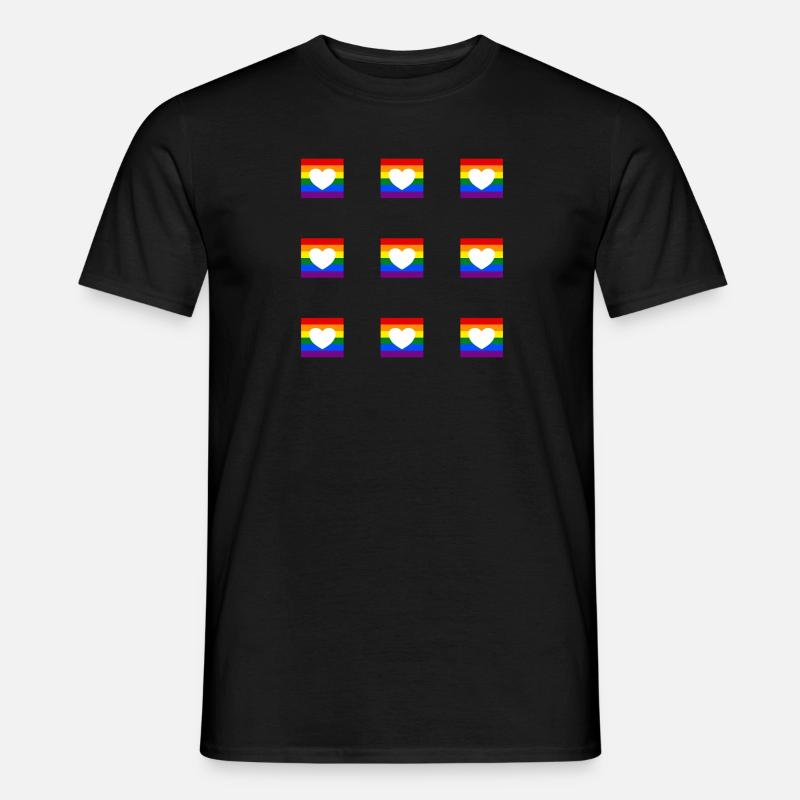 LGBTQ-Regenbogenherz - Männer T-Shirt - Schwarz