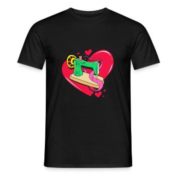 Sewing Machine Seamstress - Men's T-Shirt - black - Front - AI Model Male 178 light (178cm)