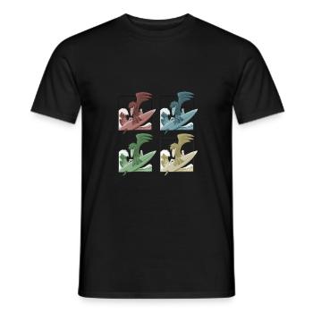 Funky Retro Pop-Art Surfer Krähe Rabe auf Welle - Männer T-Shirt - Schwarz - Vorne - AI Model Male 178 light (178cm)