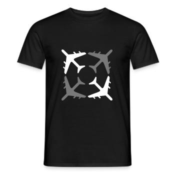 Vier Flugzeuge symmetrisch angeordnet - Männer T-Shirt - Schwarz - Vorne - AI Model Male 178 light (178cm)