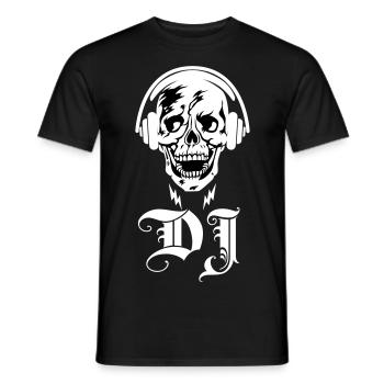 44 Totenkopf Skull DJ Kopfhörer Blitze - Männer T-Shirt - Schwarz - Vorne - AI Model Male 178 light (178cm)
