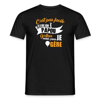 C'est pas facile papou golfeur t-shirt humour - T-shirt homme - noir - Devant - AI Model Male 178 light (178cm)